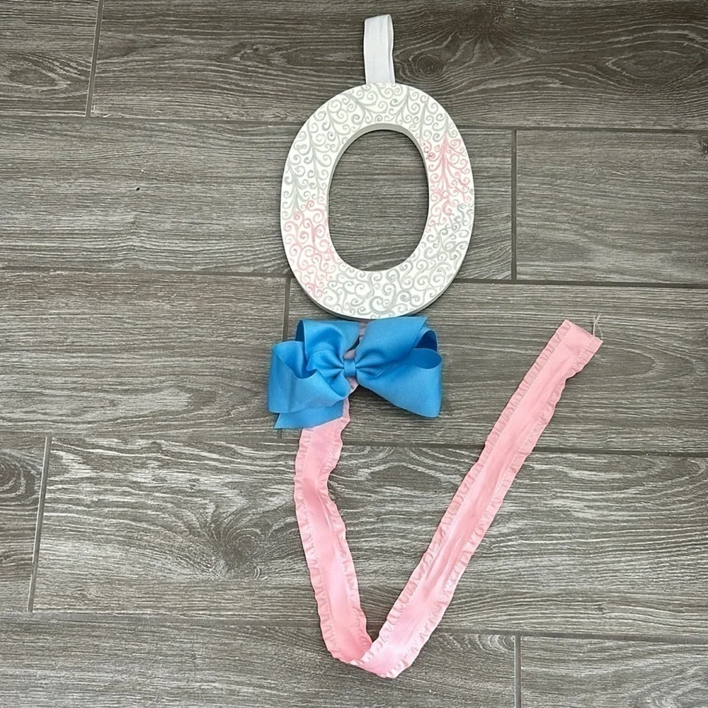 Handmade “O” Bow Holder Pink and Gray